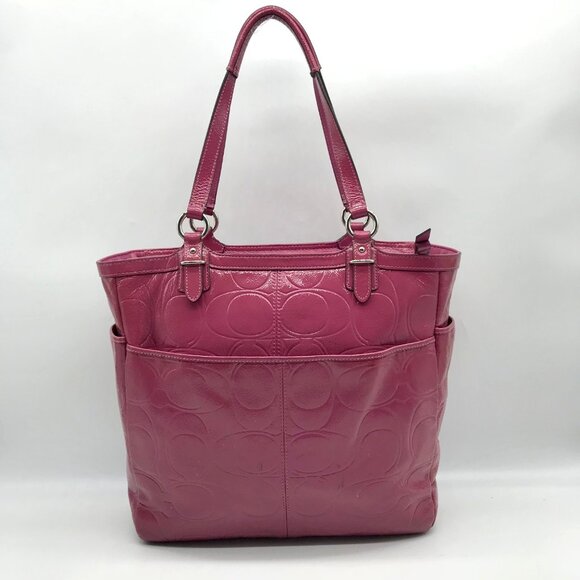 Coach Purple Patent Leather Gallery Embossed Tote Bag F19818 - Picture 2 of 11